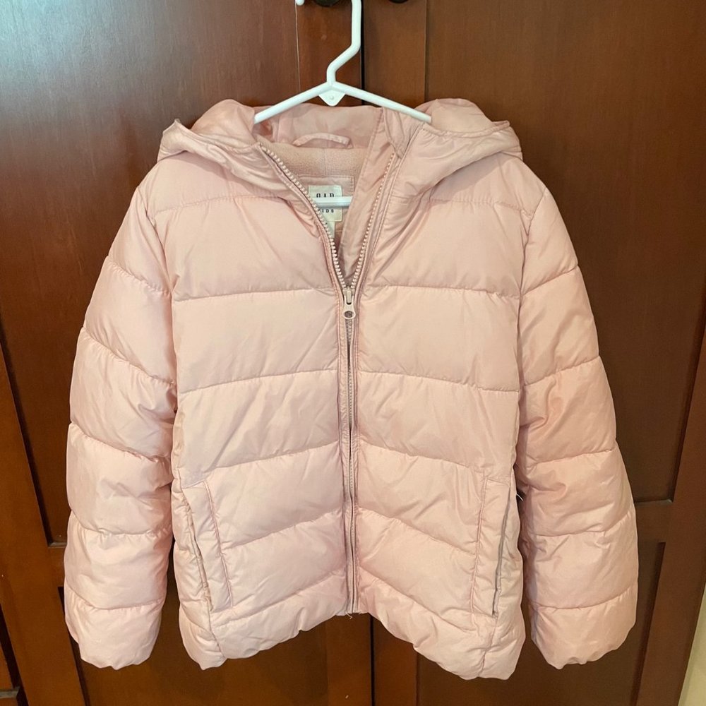 GAP Kids ColdControl Max Puffer Zip Hood Size Medium Soft Pink - Picture 9 of 11